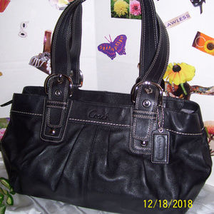 COACH Pleated BLACK Leather Soho Satchel